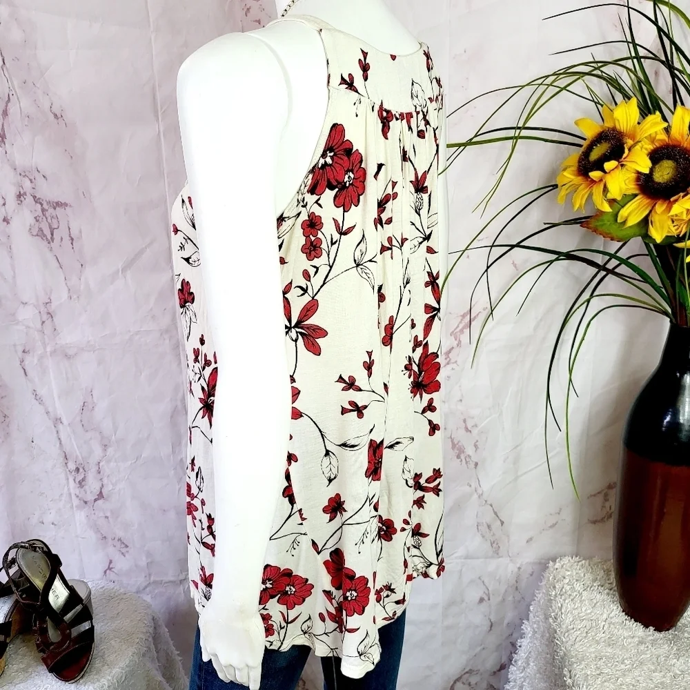 Anthropologie One September Floral Lace Trim Top